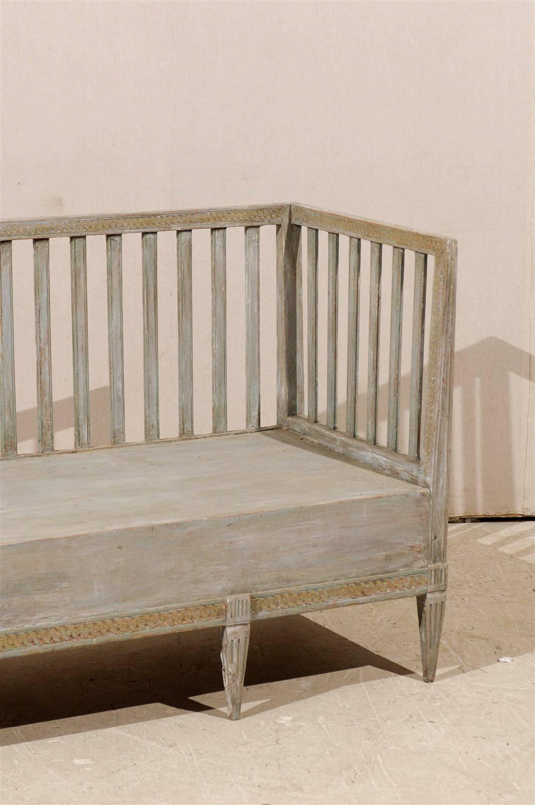 Swedish Period Gustavian Painted Wood Bench from the Late 18th Century 2