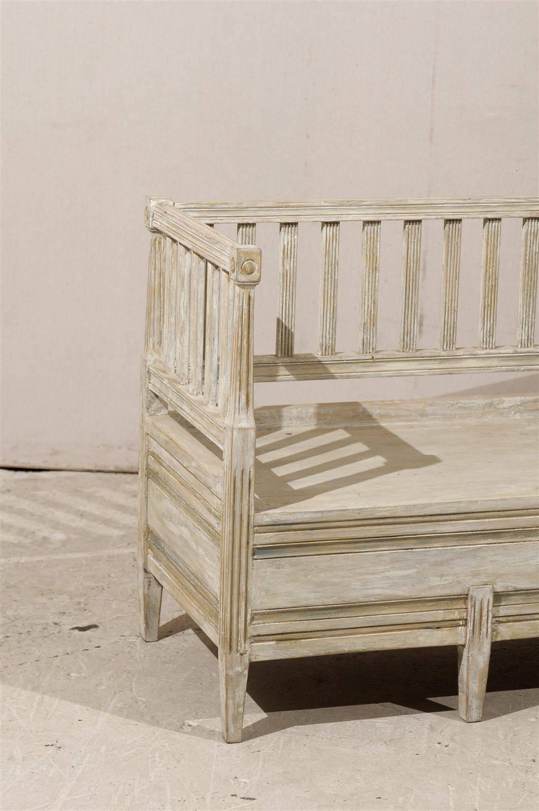 Carved A Swedish Late Gustavian Period Sofa Bench from the 19th Century with Back Slats