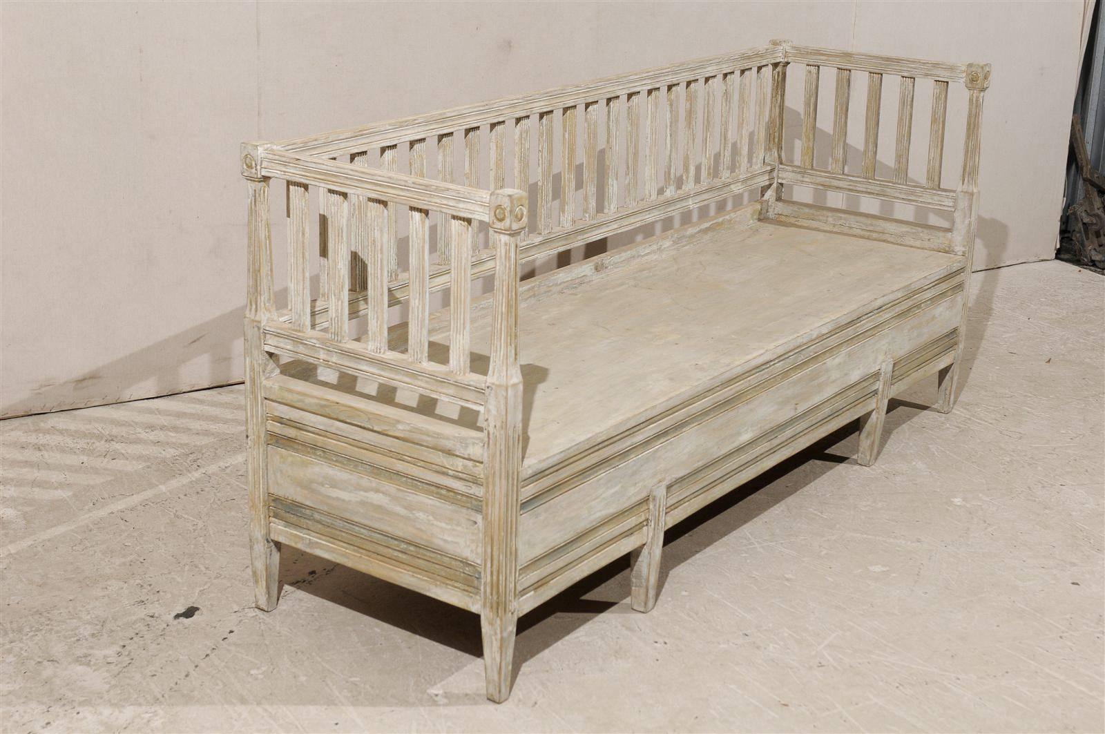 A Swedish Late Gustavian Period Sofa Bench from the 19th Century with Back Slats 1