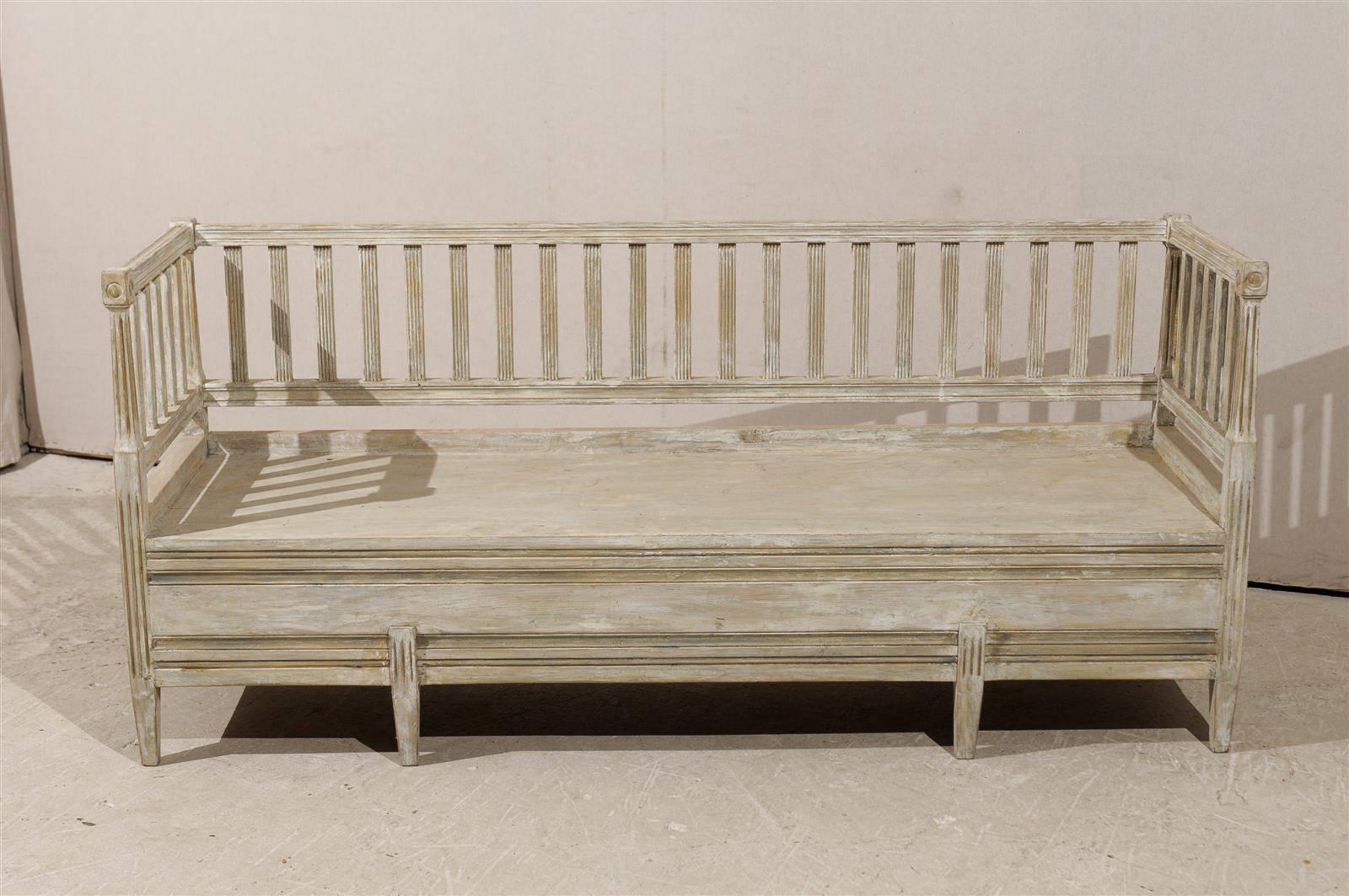 A Swedish Late Gustavian Period Sofa Bench from the 19th Century with Back Slats 3