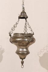 European 19th Century Nickel over Brass Hanging Church Lantern