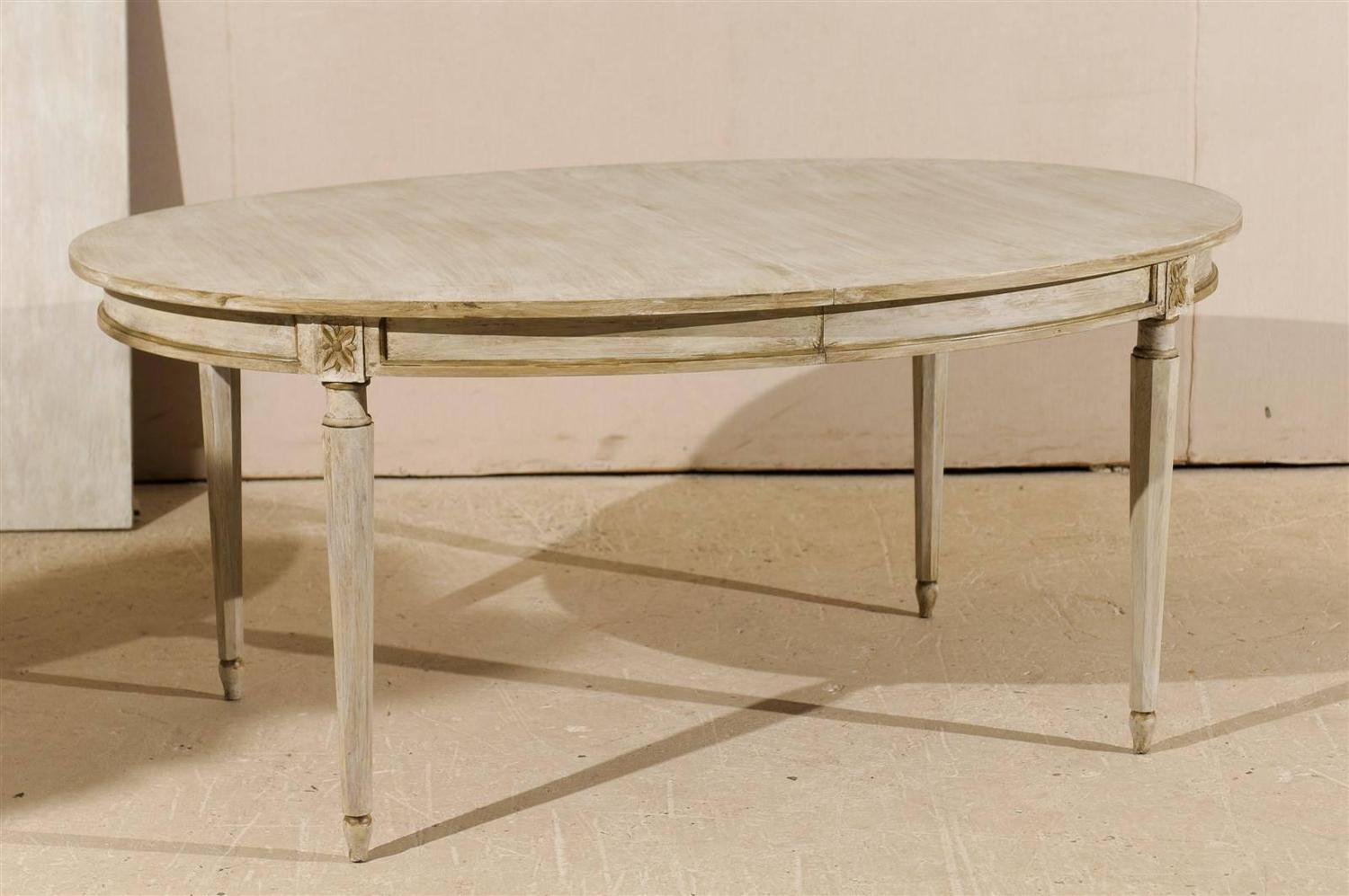 American Oval Painted Wood Dining Table With Leaves At 1stdibs