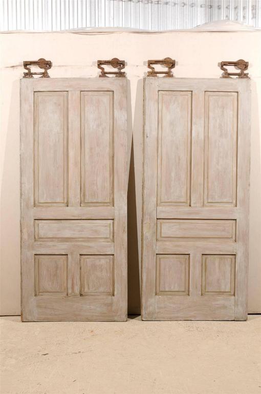 Pair of American Painted Wood Pocket Doors For Sale at 1stdibs