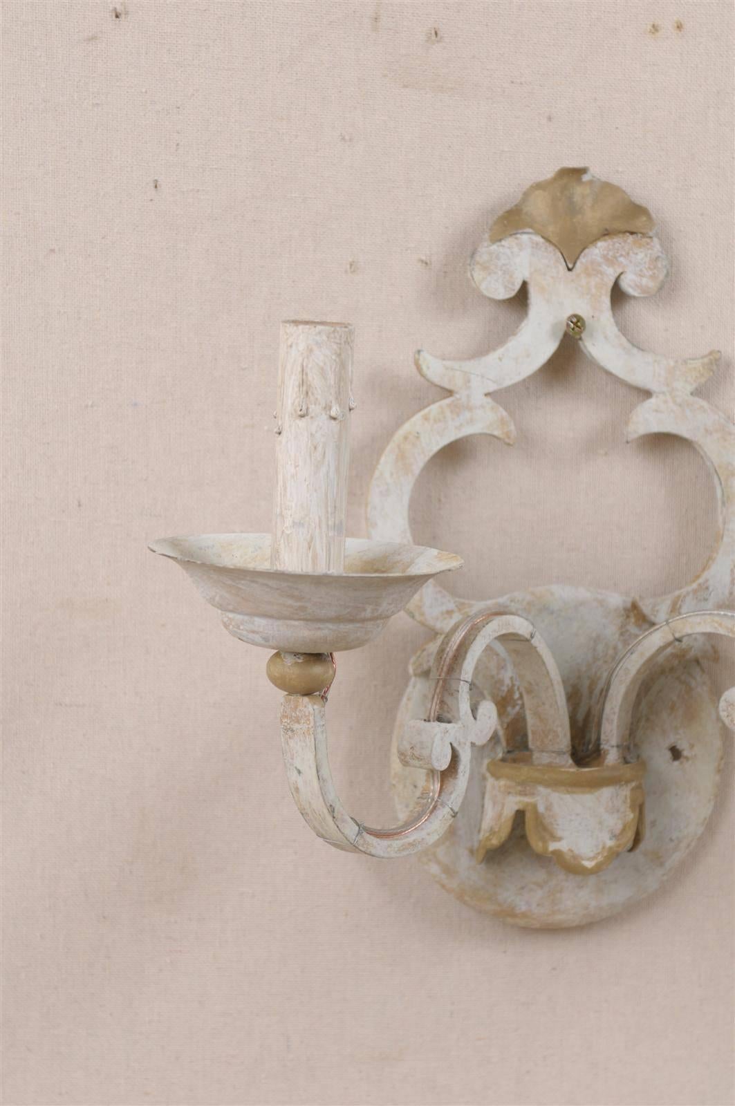 Pair of Two-Light Painted Metal Sconces 1