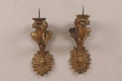 Pair of Italian Gilded and Carved Wooden Sconces