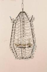 Italian Modern Chandelier with Horizontal Strands of Crystals from Top to Bottom