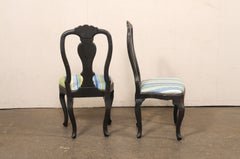 French Provincial Pair of Hand-Painted Chairs w/Upholstered Seats, 19th C.