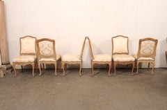French Set of 10 Louis XV Style Upholstered & Carved-Wood Dining Chairs