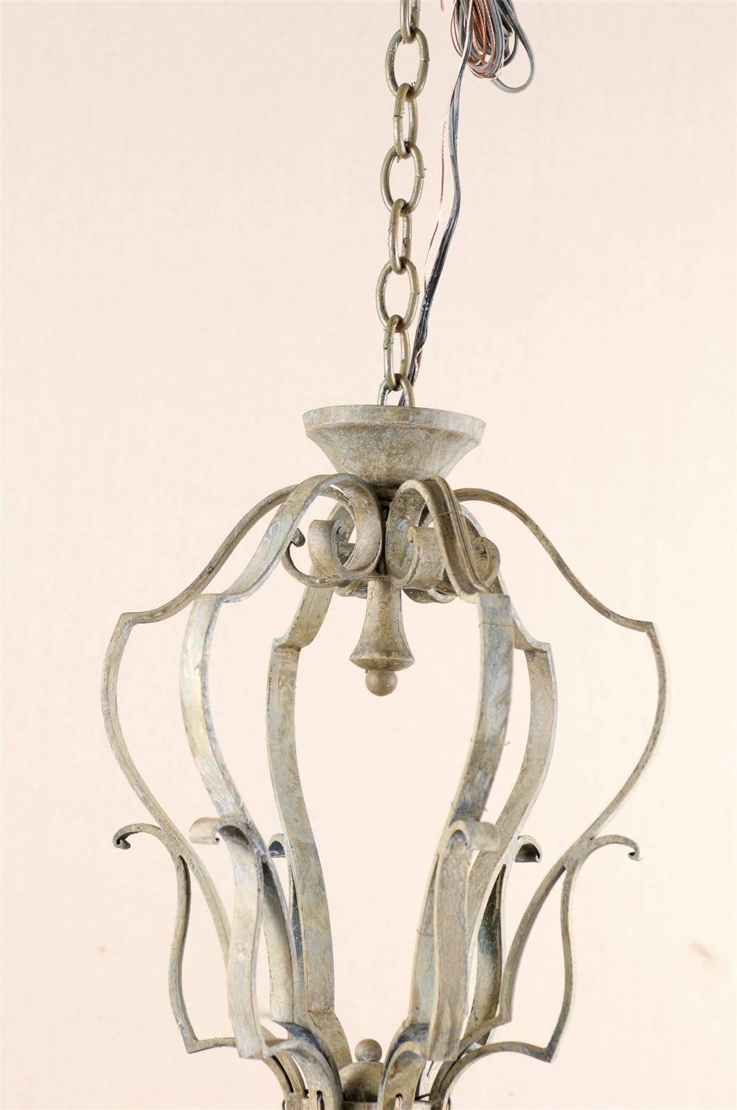 French Mid-20th Century Painted Six-Light Chandelier For Sale 3