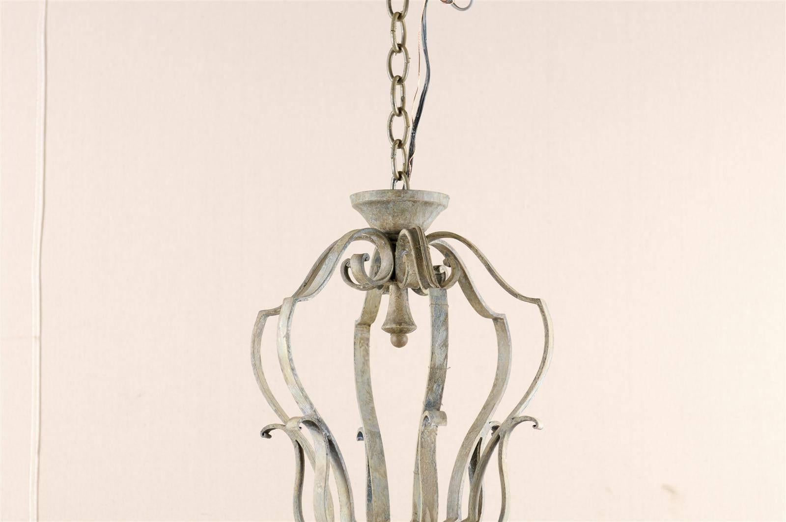 French Mid-20th Century Painted Six-Light Chandelier For Sale 1