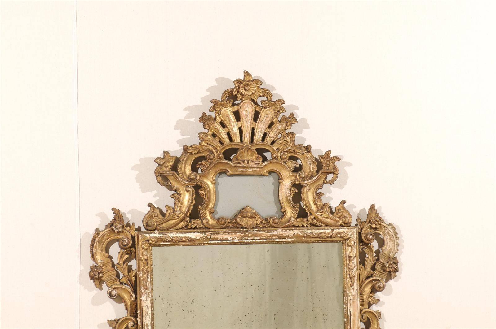 Gilt Italian 19th Century Rococo Style Mirror