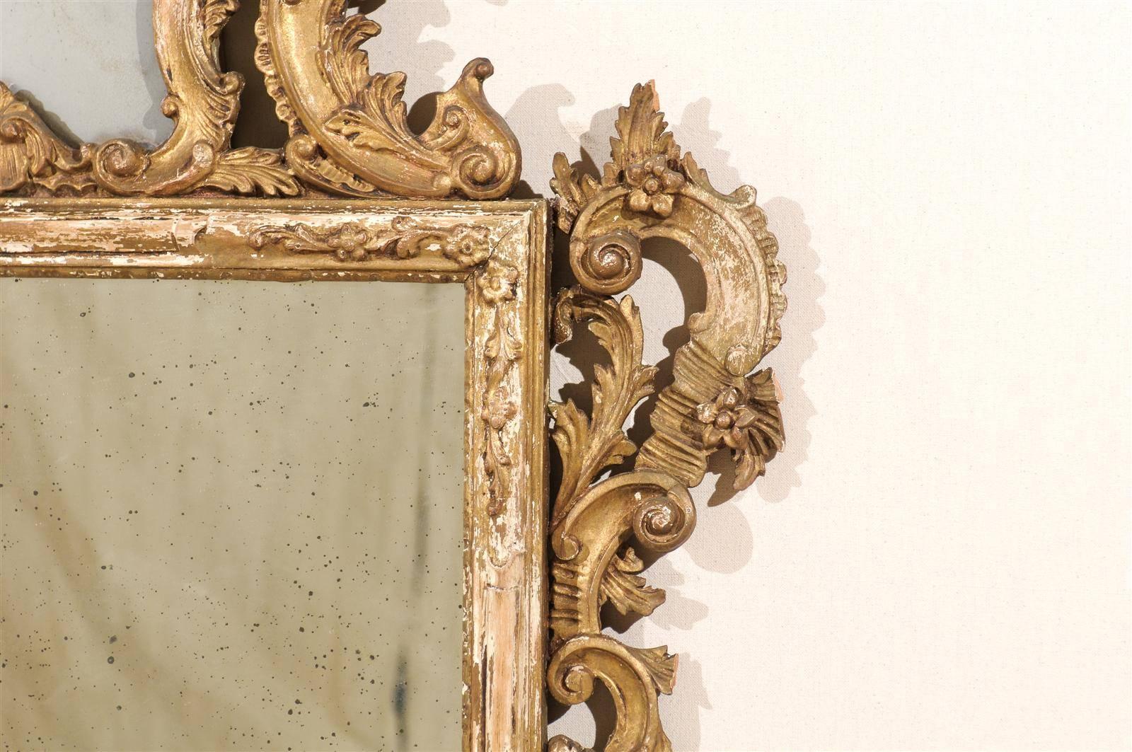 Wood Italian 19th Century Rococo Style Mirror