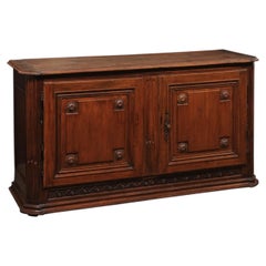 Early 19th C. Italian Walnut Two-Door Credenza, Provincial Neoclassical Design