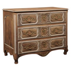 An Elegant French Period Louis XV Finely Carved Serpentine Commode, Circa 1750