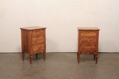 Italian Pair Wooden 3-Drawer Side Chests w/Crossbanding Accents, Early 20th C.
