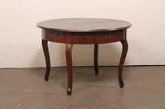 French Provincial 46" Round Hardwood Table on Cabriole Legs, Mid 20th C.