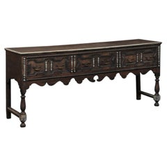 Late 18th Century English Jacobean Oak Console Table with 3 Drawers