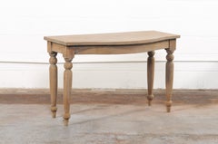 19th C. French Country Console Table with Bow-Front Design & Nicely Turned Legs