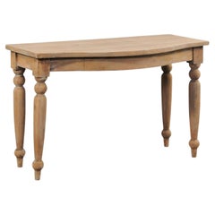 19th C. French Country Console Table with Bow-Front Design & Nicely Turned Legs