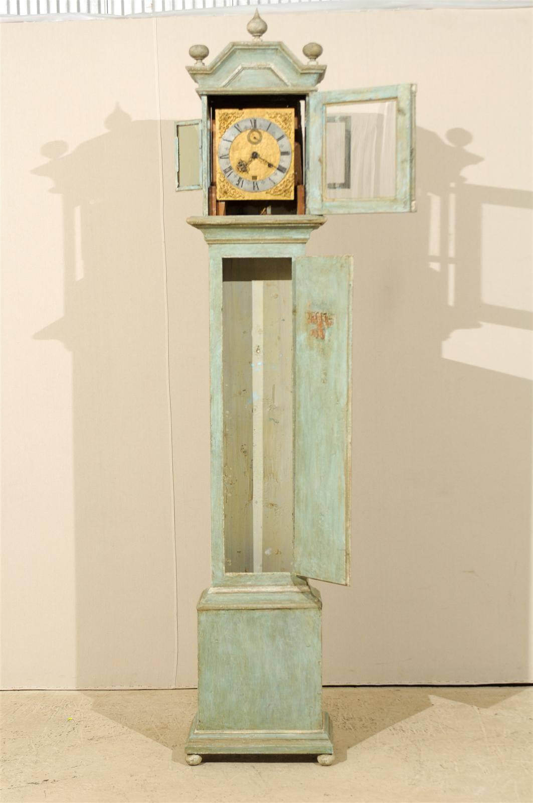 19th Century Swedish Painted Wood Clock with Linear Profile 3