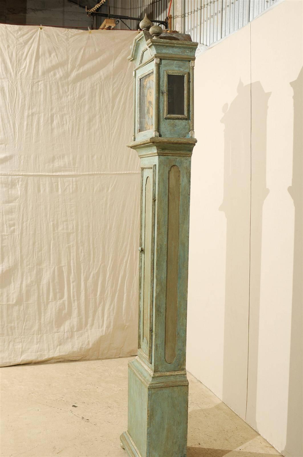 19th Century Swedish Painted Wood Clock with Linear Profile 6