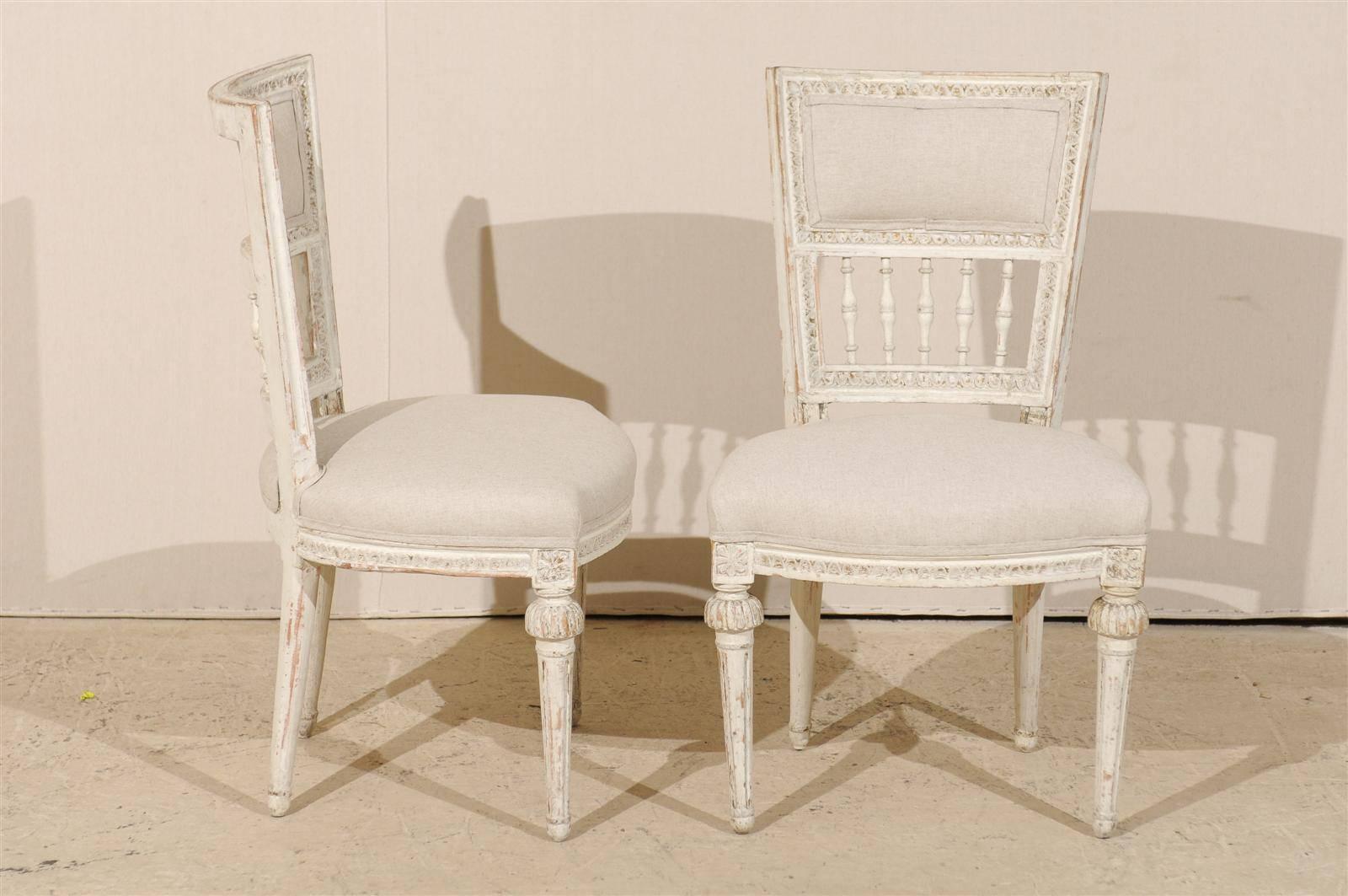 Painted Pair of Swedish Period Gustavian, 18th Century Chairs