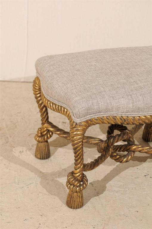Italian Carved and Gilded Rope and Tassel Wooden Stool at 1stDibs