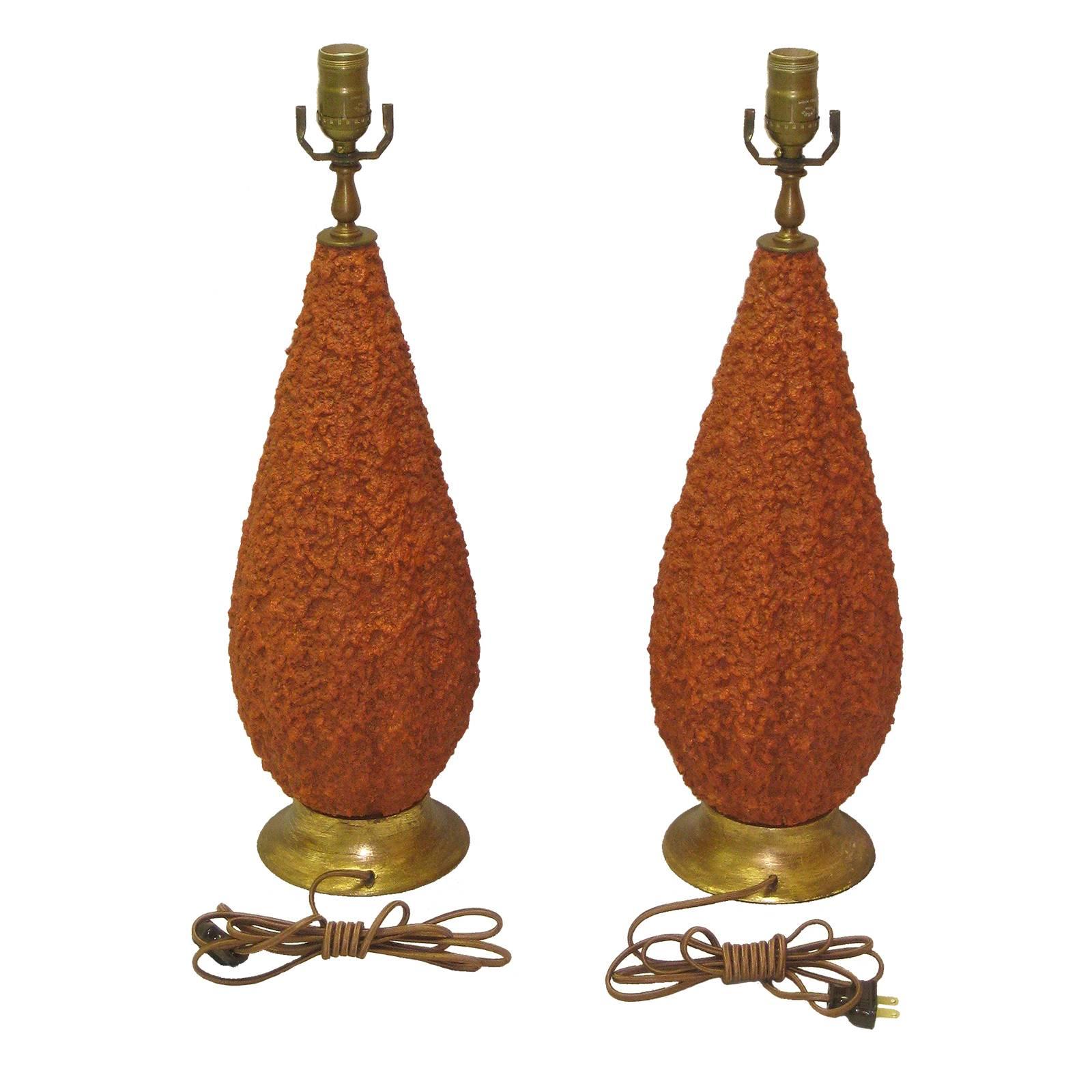American Pair of Mid-Century Coral Ceramic Table Lamps