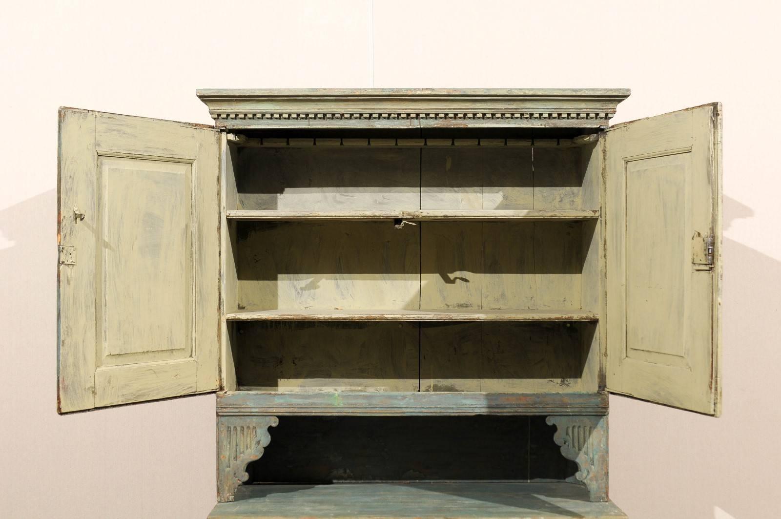 An 18th C. Swedish Late Gustavian Period Cupboard Cabinet w/ it's Original Paint 1