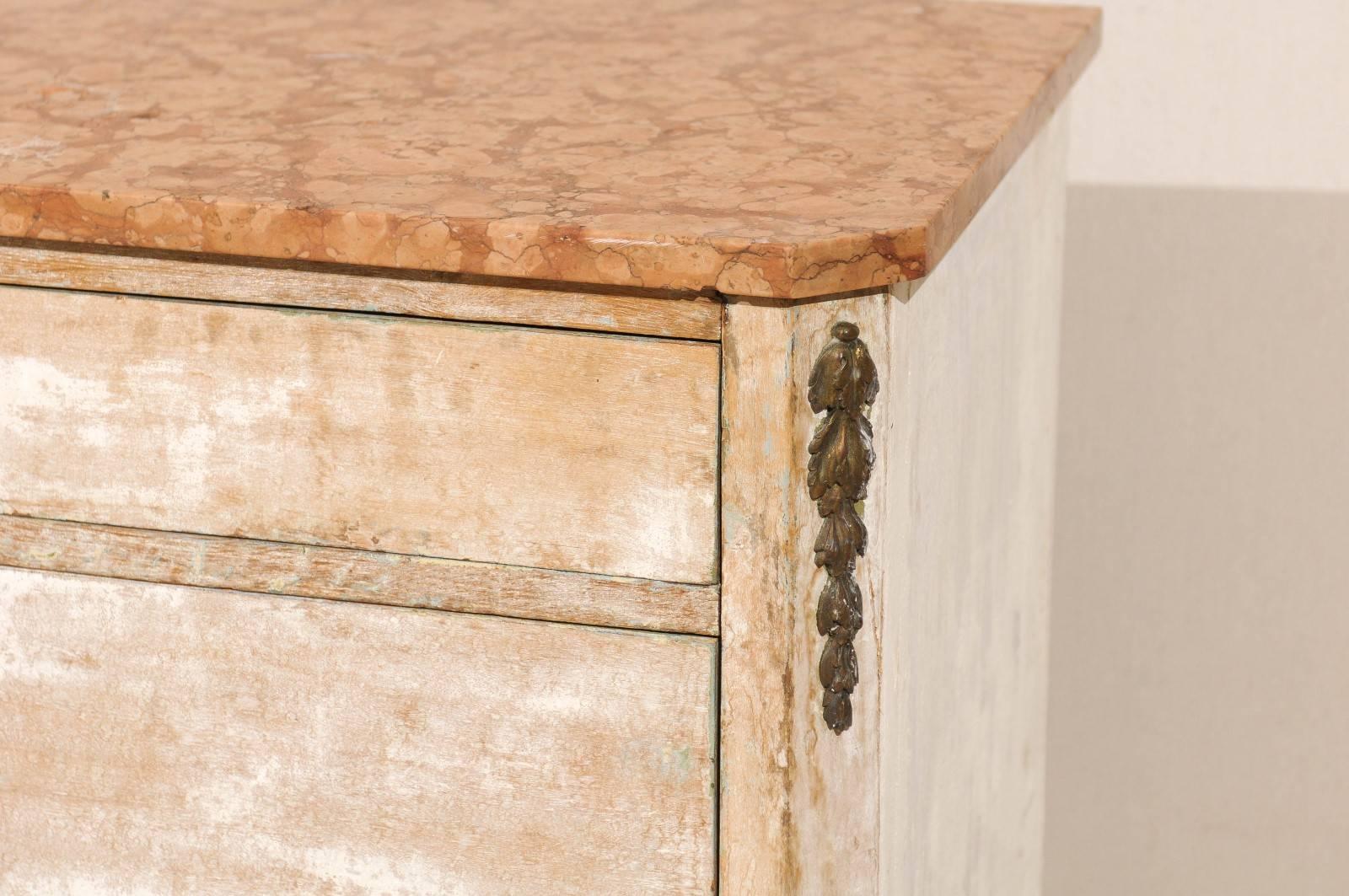 French Early 19th Century Marble Top, Three-Drawer Chest 2