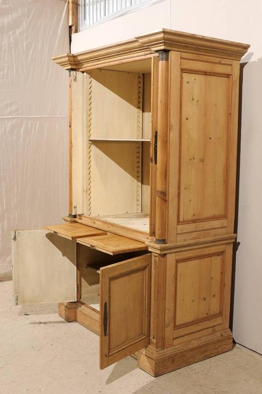 Tall English Four-Door Vintage Cabinet with Adjustable Shelves, Pullout  Drawers