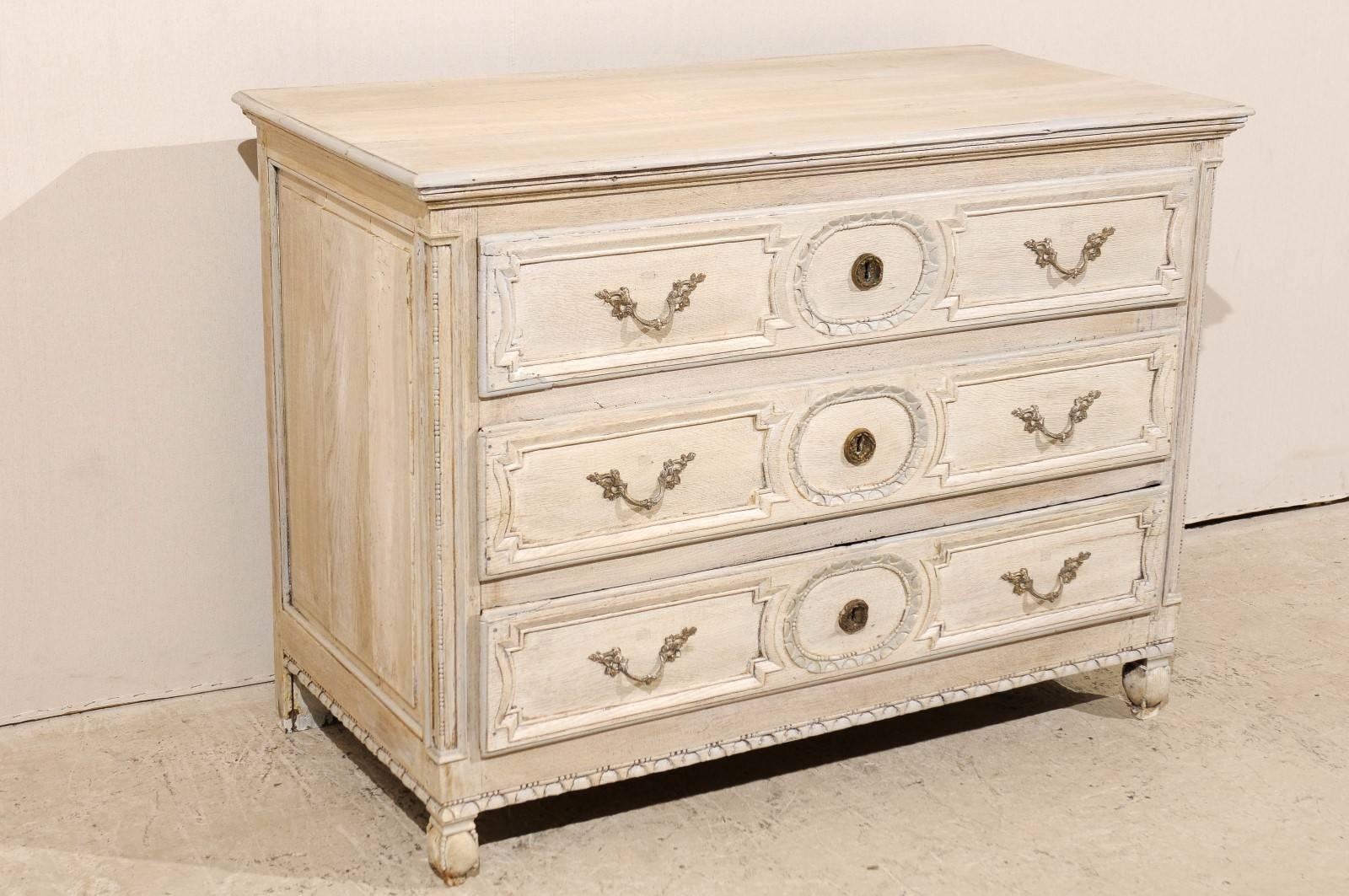 18th Century and Earlier French Three-Drawer Painted Wood Chest from the Late 18th Century