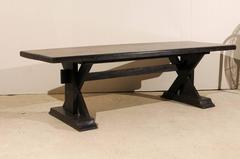 Teak Wood Trestle Dining Table with X Frame