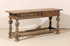 Portuguese Style Two-Drawer Console Table with Barley Twist Stretcher