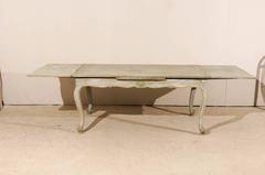 French Louis XV Style Painted Wood Dining Table with Two Pullout Leaves