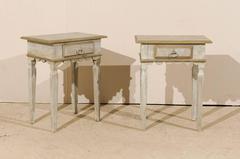 Pair of Brazilian Gilded and Painted Wood Side Tables with Scalloped Skirt