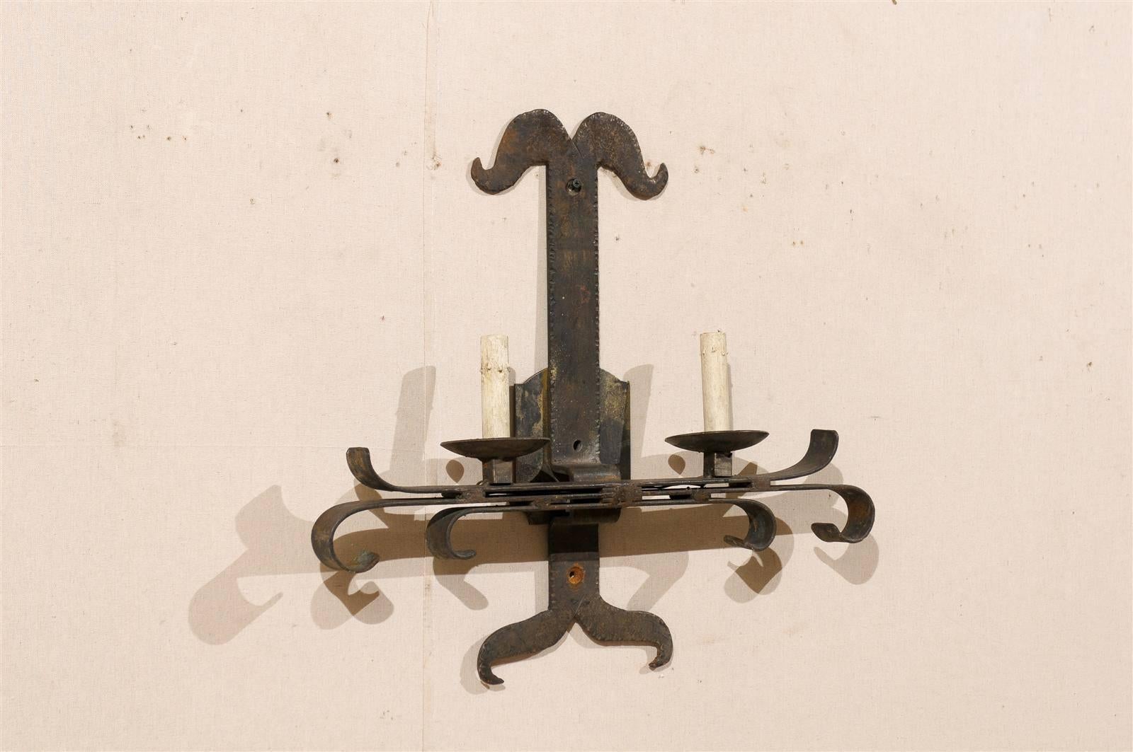 Single French Iron Vintage Wall Sconce In Good Condition In Atlanta, GA