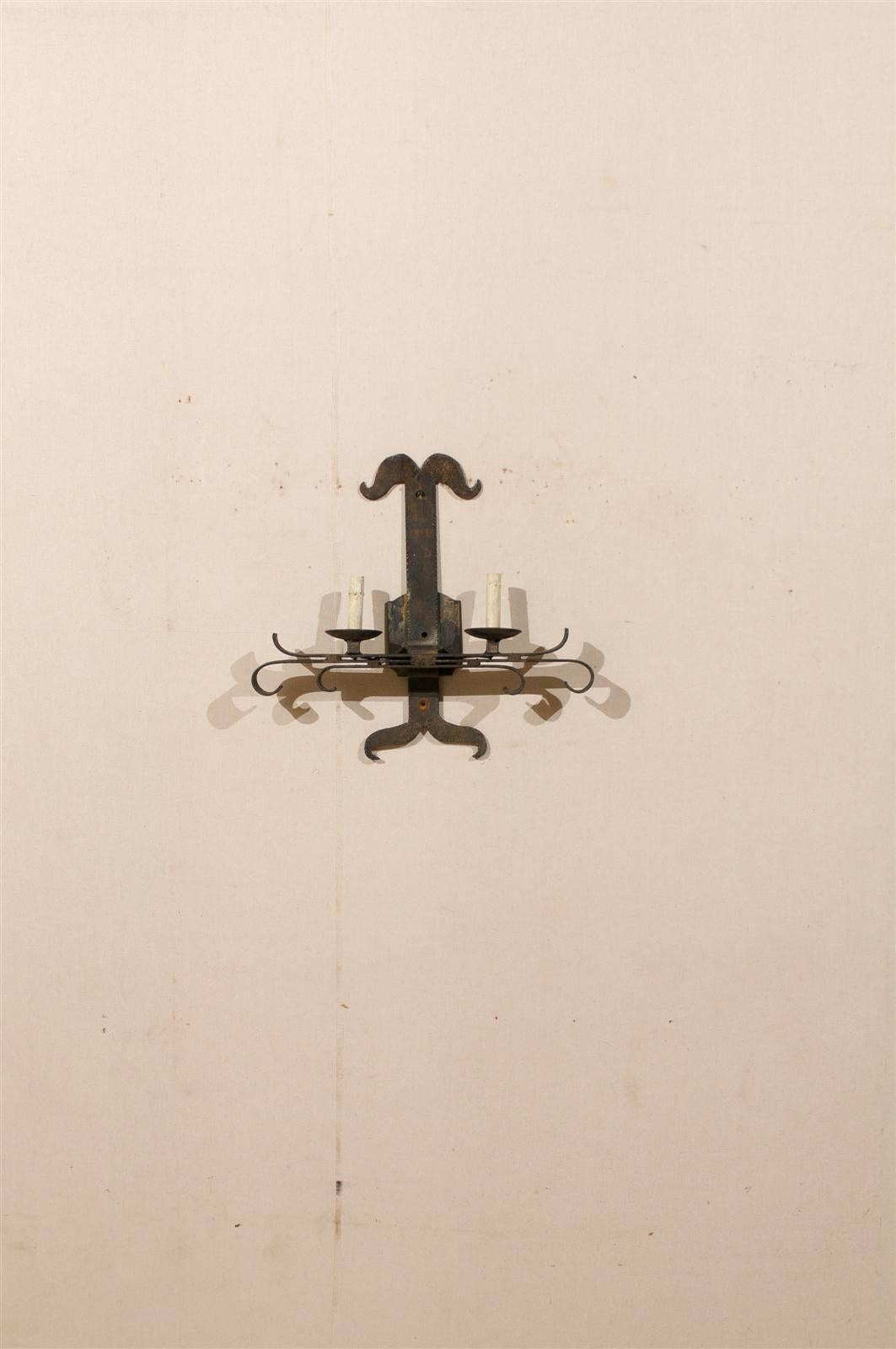 Single French Iron Vintage Wall Sconce 1