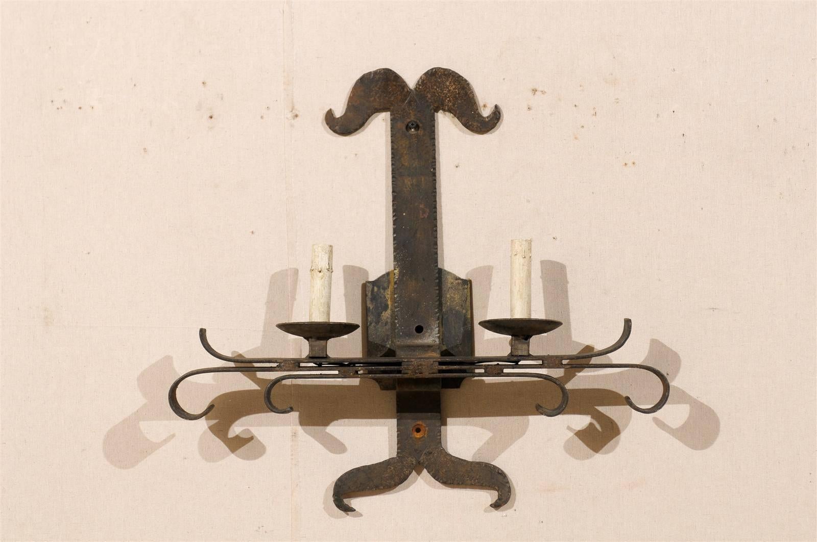 Mid-Century Modern Single French Iron Vintage Wall Sconce