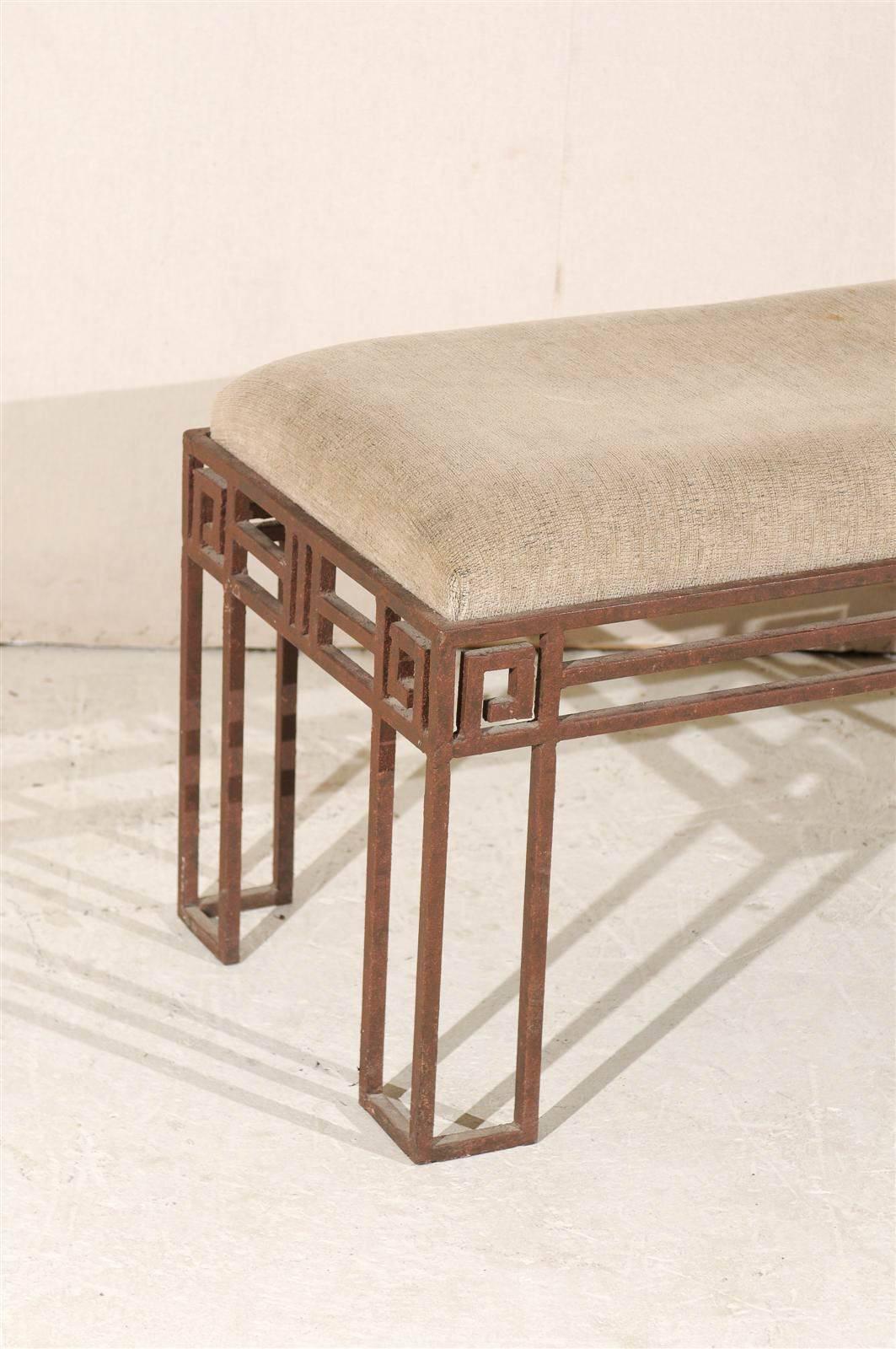20th Century Art Deco Style Geometrical Pattern Bench with Square and Circle Shapes, American