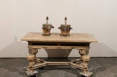 Pair of 19th C Italian Wooden Corinthian Capital Fragments Made into Table Lamps