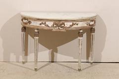 Italian Demilune Console Table with Marble Top, Late 18th Early 19th Century