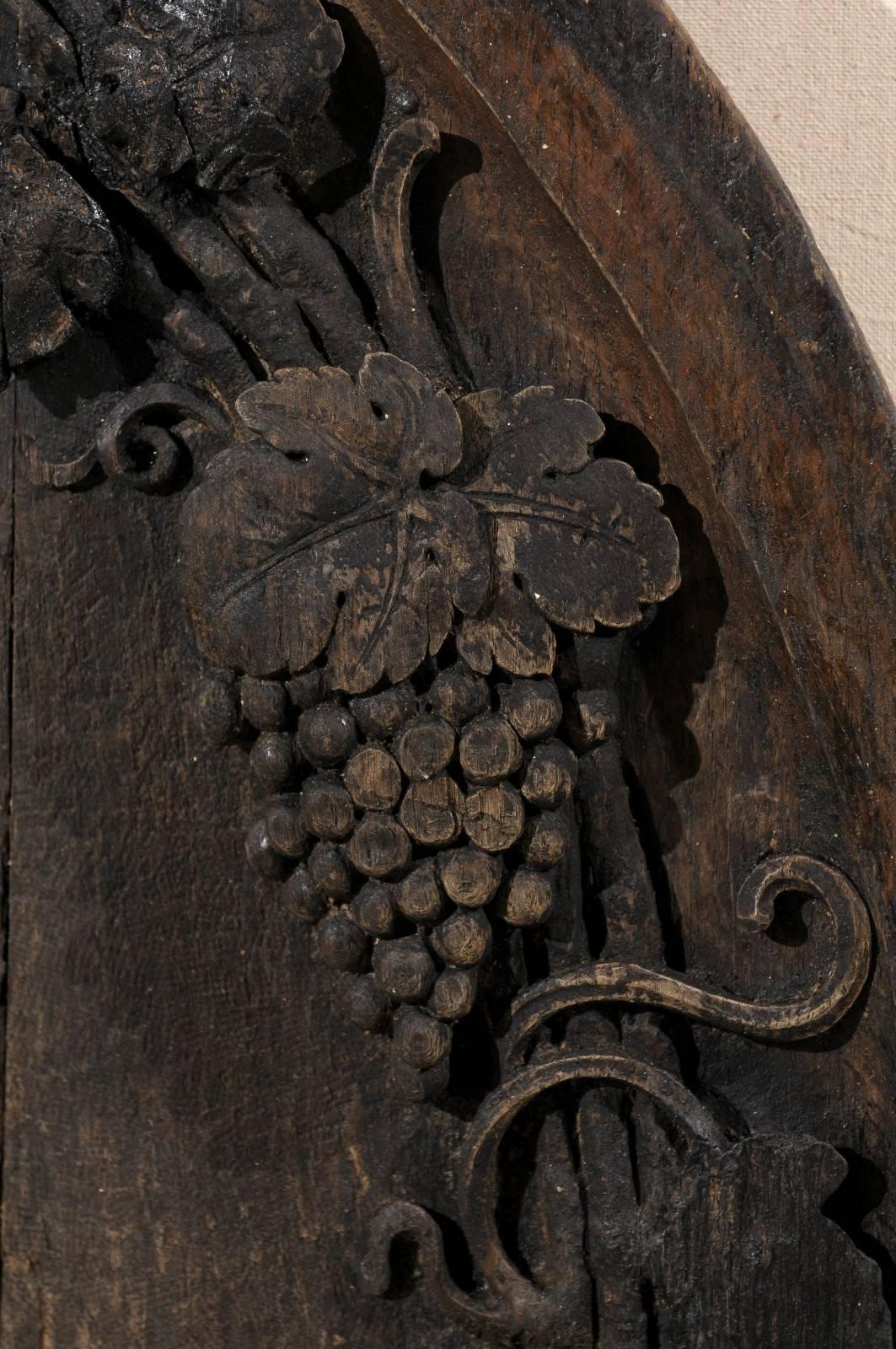A French 19th Century Hand-Carved Wooden Wine Cellar Plaque with Grape Vines 4