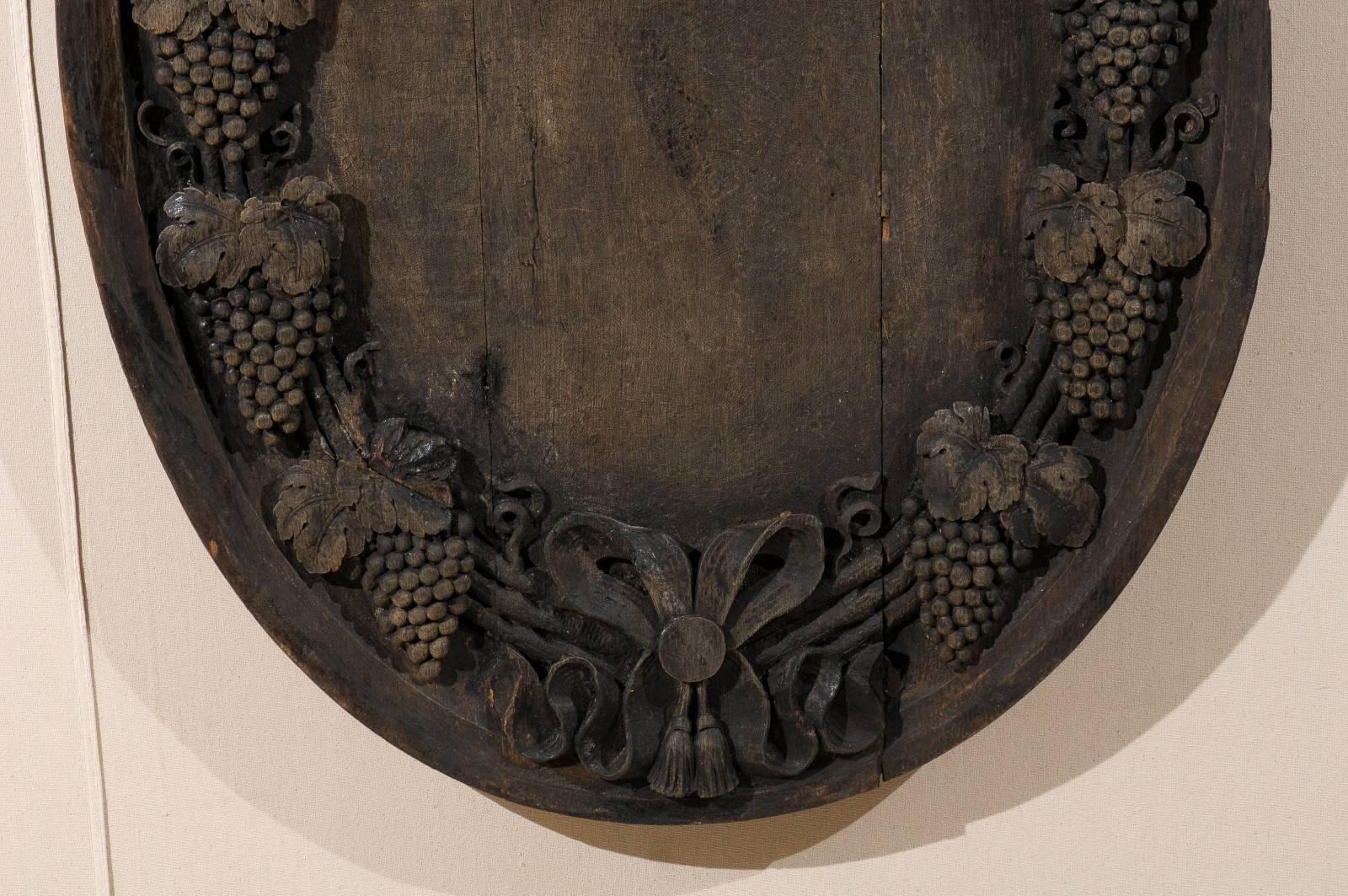 A French 19th Century Hand-Carved Wooden Wine Cellar Plaque with Grape Vines 1