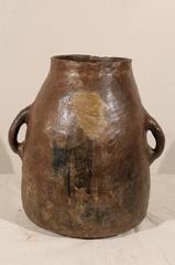 Spanish Colonial Jar Made of Clay from the Mid-19th Century, Earth-Toned