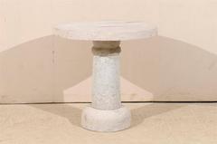 Round Hand-Carved Granite Contemporary Pedestal Table, Indoor/Outdoor