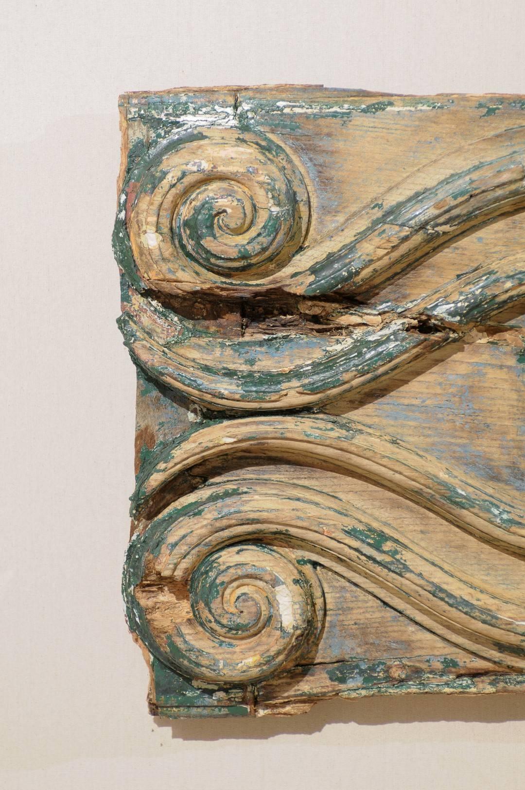 An Italian Volutes Decorated Wood Carved Wall Hanging Plaque, Late 18th Century 1