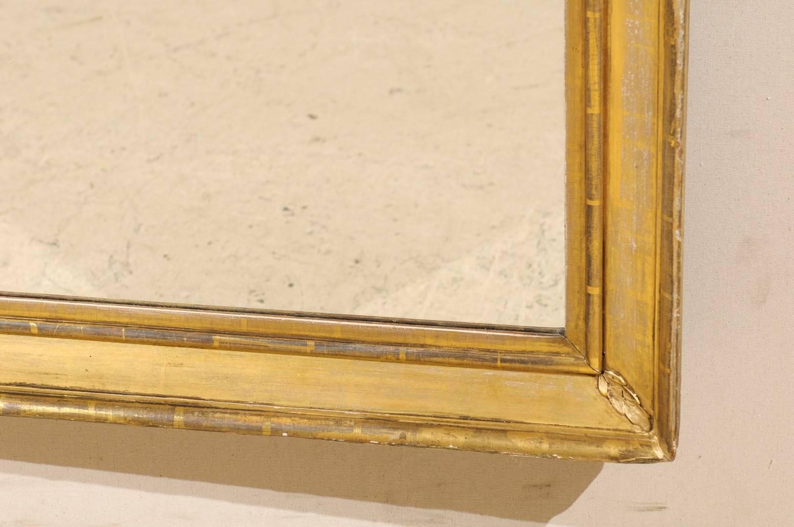 19th Century French Gilt Wood Mirror with Diagonal Leaf Motifs and Gold Color 4