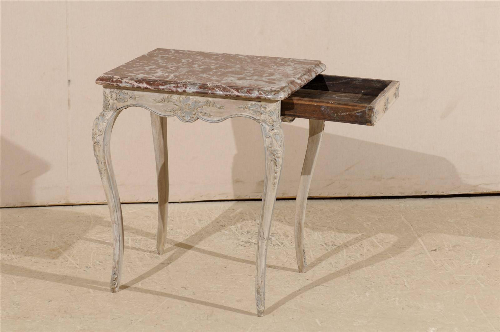 French Early 19th Century Louis XV Style Side Table with Red Marble Top 2
