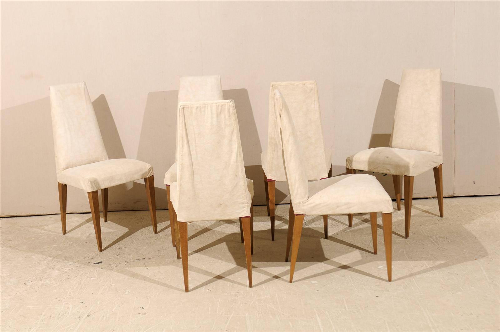 Set of Six French Modern Slip Covered Side Chairs 2